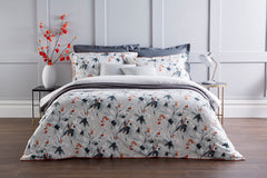 Christy "Nina" Bed Linen Duvet Cover Sets in Grey with Coral Colour