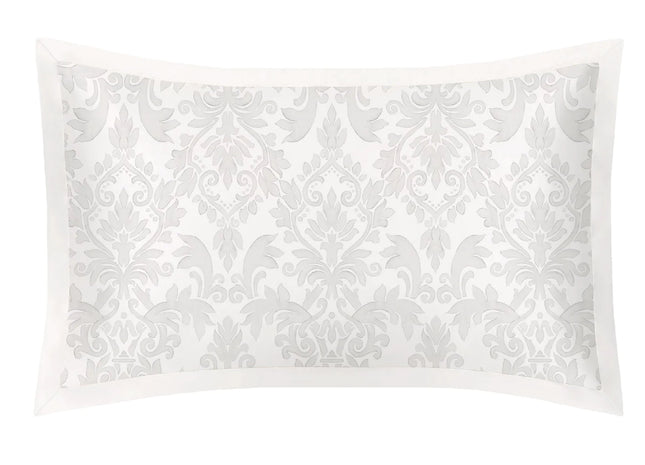 Mayfairsilk "Mulberry Silk" Printed Damask Oxford Pillowcase w/ Ivory Boarder