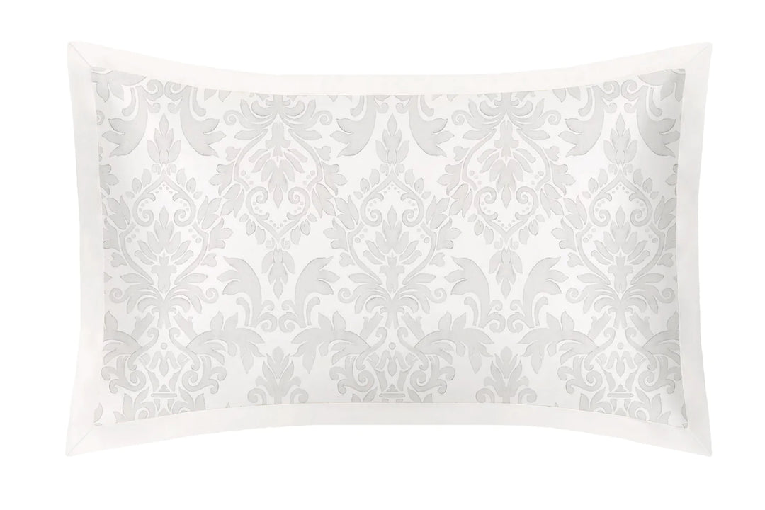 Mayfairsilk "Mulberry Silk" Printed Damask Oxford Pillowcase w/ Ivory Boarder