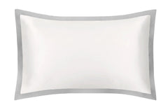 Mayfairsilk "Mulberry Silk" Oxford Pillowcase in Ivory with Oyster Grey Border