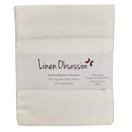 Linen Obsession "Opulent Egyptian" 500 Thread Count Cotton Sateen Plain Dyes in White