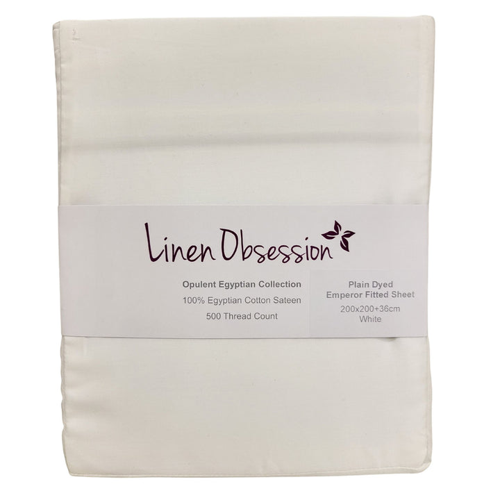 Linen Obsession 500 Thread Count "Opulent Egyptian" Cotton Sateen Pillowcase in White