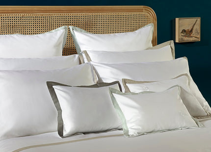 Amalia "Prado" 430 Thread Count Duvet Cover in White with Cool Grey Border