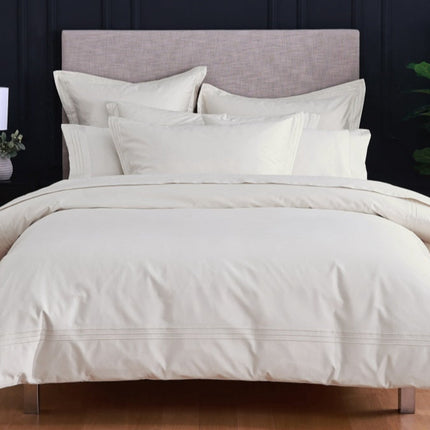 Linen Obsession "Triple Line" 500 Thread Count Egyptian Cotton Sateen Bed Linen in Ivory (cream)