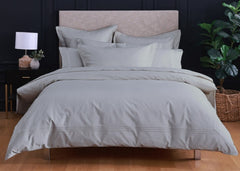 Linen Obsession "Triple Line" 500 Thread Count Egyptian Cotton Sateen Bed Linen in Silver