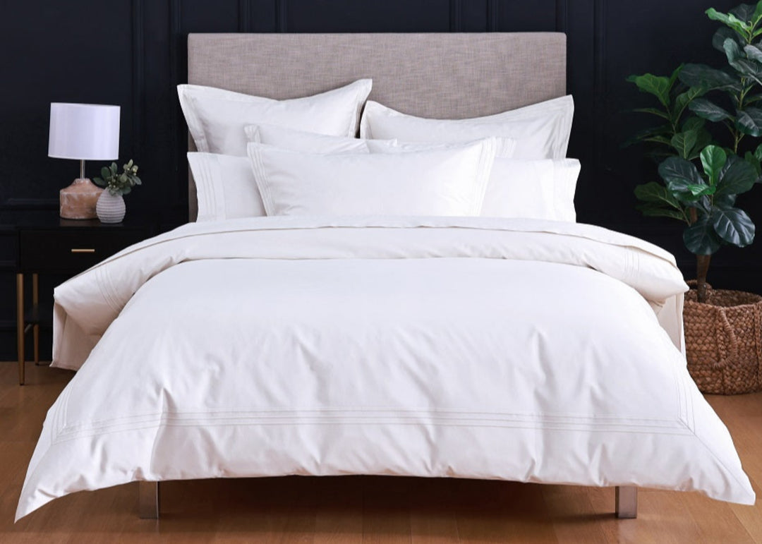 Linen Obsession 500 Thread Count "Triple Line" Egyptian Cotton Sateen Pillowcase in White