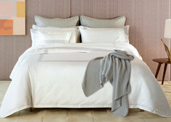 Amalia "Elo" 430TC Duvet Cover in White with Grey Embroidery