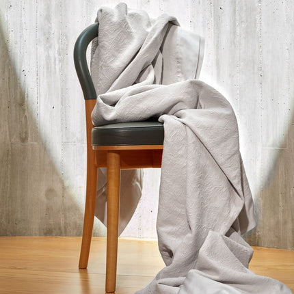 Amalia "Aura" Matelasse Bedspread & Square Oxford Pillowcase in Pale Grey