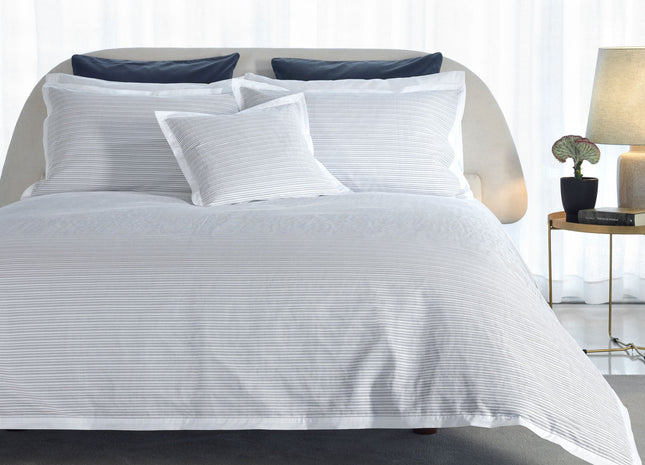Amalia "Luna" 100% Cotton Percale Duvet Cover Pleated in Grey