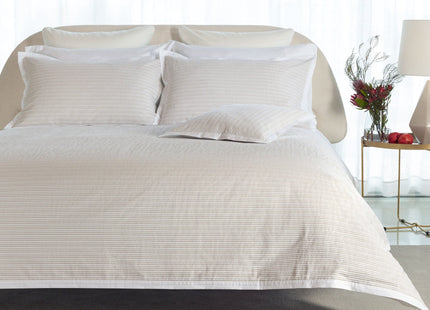 Amalia "Luna" 100% Cotton Percale Duvet Cover Pleated in Sand