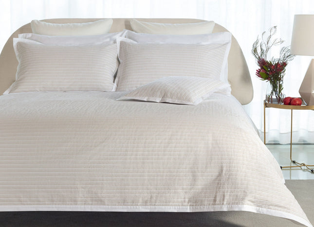 Amalia "Luna" 100% Cotton Percale Duvet Cover Pleated in Sand