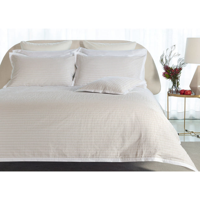 Amalia "Luna" 100% Cotton Percale Duvet Cover Pleated in Sand