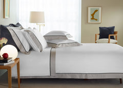 Amalia "Ovar" 430 Thread Count Duvet Cover in White with Grey Border Frame