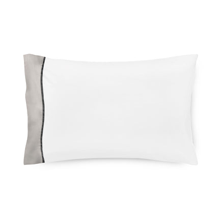Amalia "Ovar" 430 Thread Count Duvet Cover in White with Grey Border Frame