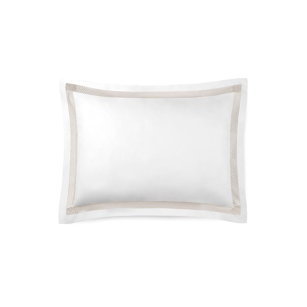 Amalia "Sonia" 430 Thread Count Duvet Cover in White with Pale Grey Lace