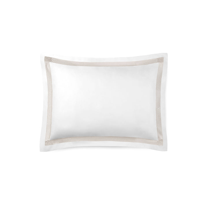 Amalia "Sonia" 430 Thread Count Duvet Cover in White with Pale Grey Lace