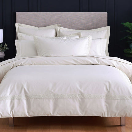 Linen Obsession "LO Anna Embroidery" 500TC Egyptian Cotton Sateen Bed Linen in Ivory