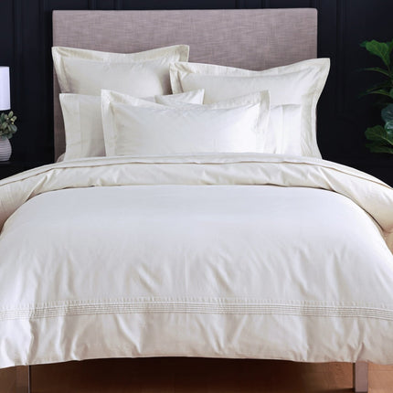 Linen Obsession "Pleated" 500 Thread Count Egyptian Cotton Sateen Bed Linen in Ivory (cream)