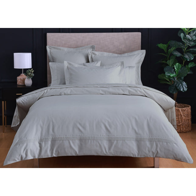 Linen Obsession "Pleated" 500 Thread Count Egyptian Cotton Sateen Bed Linen in Silver