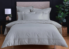 Linen Obsession "Pleated" 500 Thread Count Egyptian Cotton Sateen Bed Linen in Silver