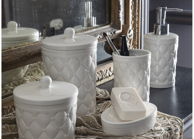 Mathilde "Boudoir Précieux" Ceramic Bathroom Accessories in White