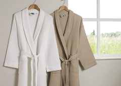 Linen Obsession "Spa Waffle" Bath Robe in Taupe